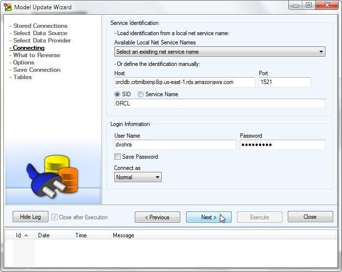 Figure 26. Specifying Connection Parameters