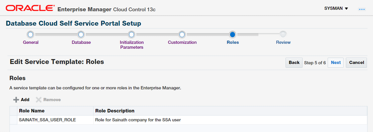 Figure 27. Roles for Service Template