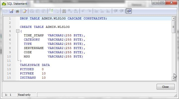 Figure 27. SQL Statement