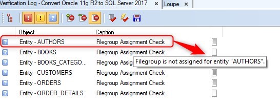 Figure 27. Verification log provides error information