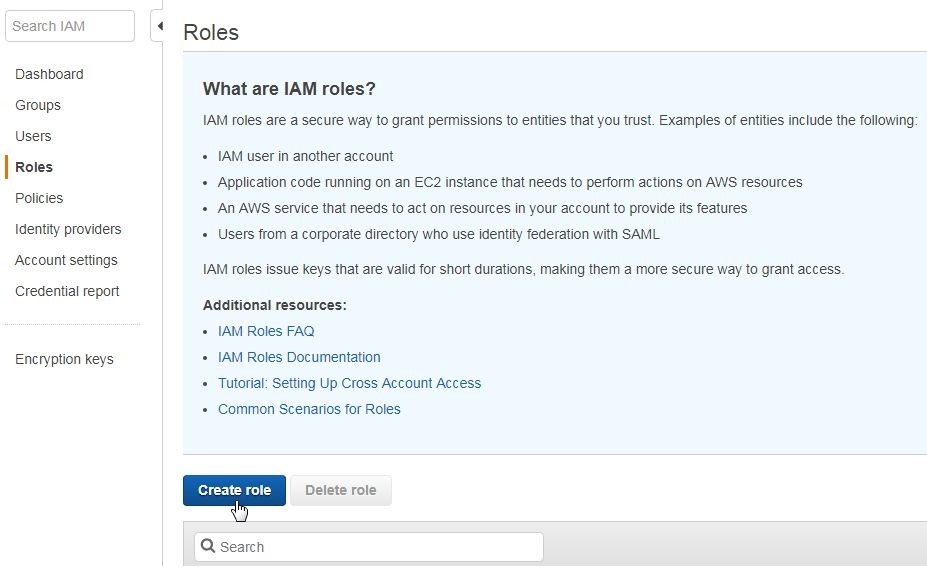 Figure 3. Creating a new IAM role