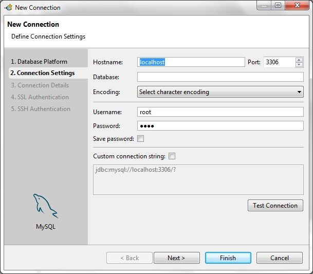 Figure 3. Default Connection Settings