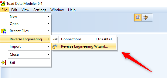 Figure 3. Selecting Reverse Engineering Wizard