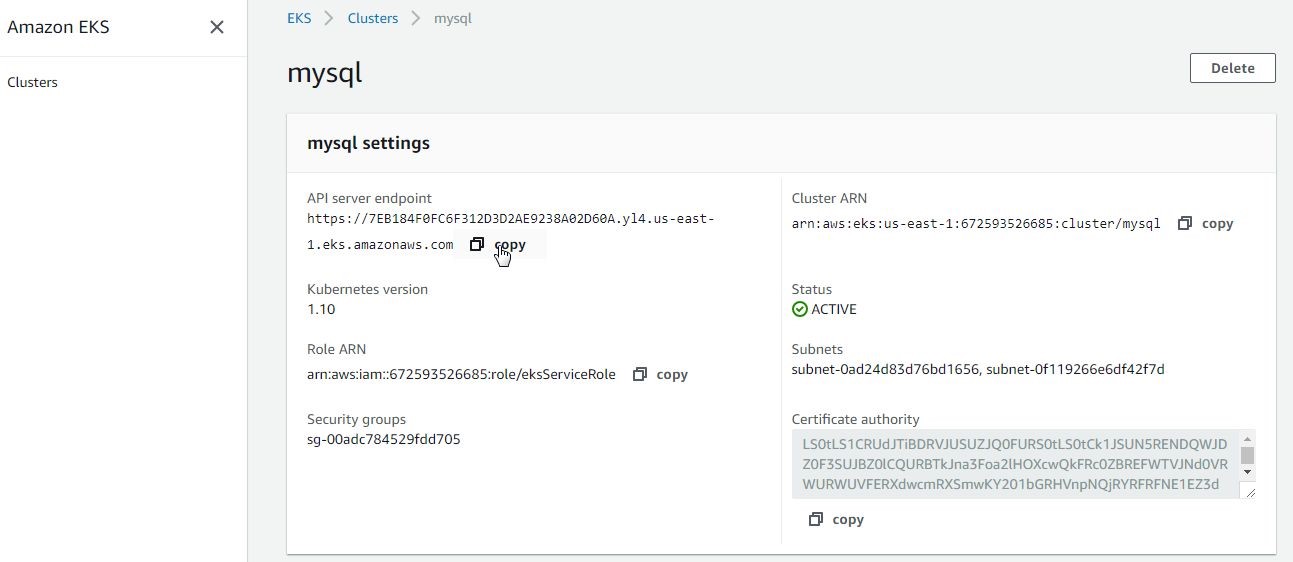 Figure 30. Copying the API Server Endpoint