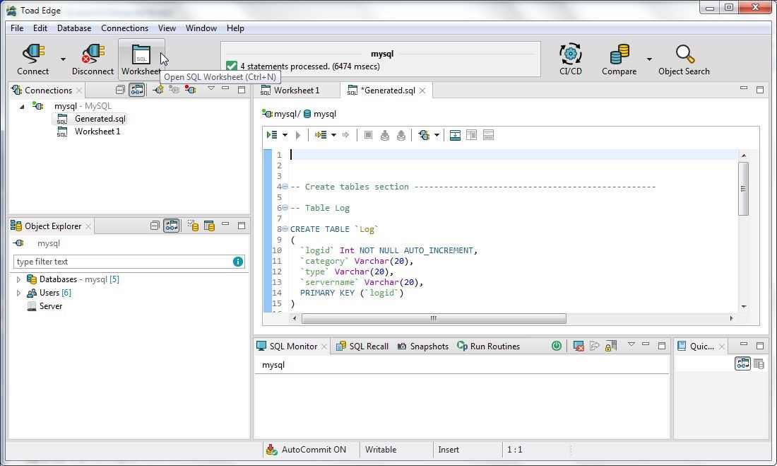 Figure 30. Open SQL Worksheet