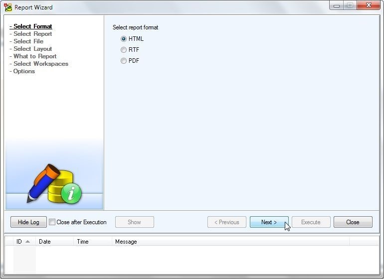 Figure 31. Selecting a report format