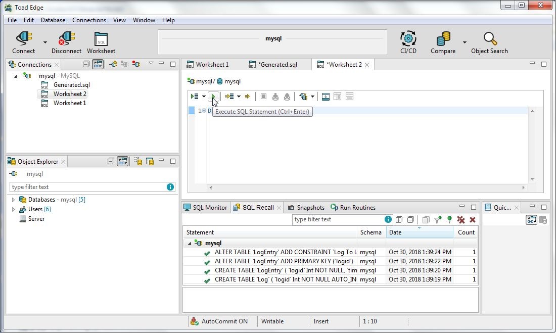 Figure 32. Execute SQL Statement