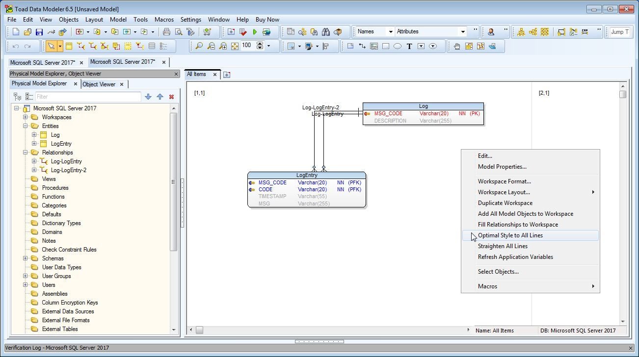 Figure 32. SQL Server 2017 Reverse Engineered Model