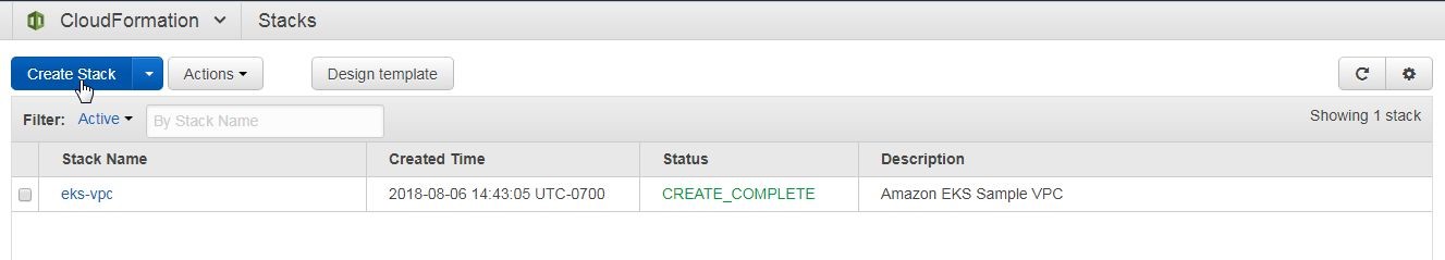 Figure 32. clicking on Create Stack