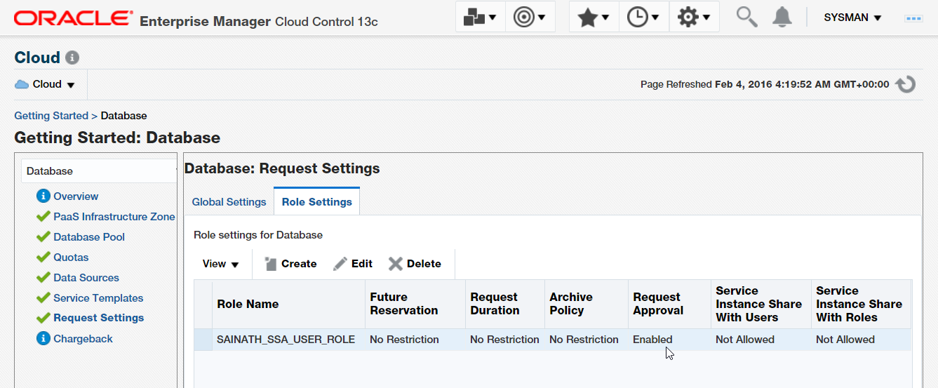 Figure 32.Request Settings - Role Settings