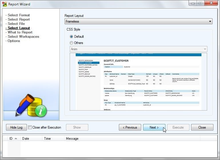 Figure 34. Selecting the report Layout