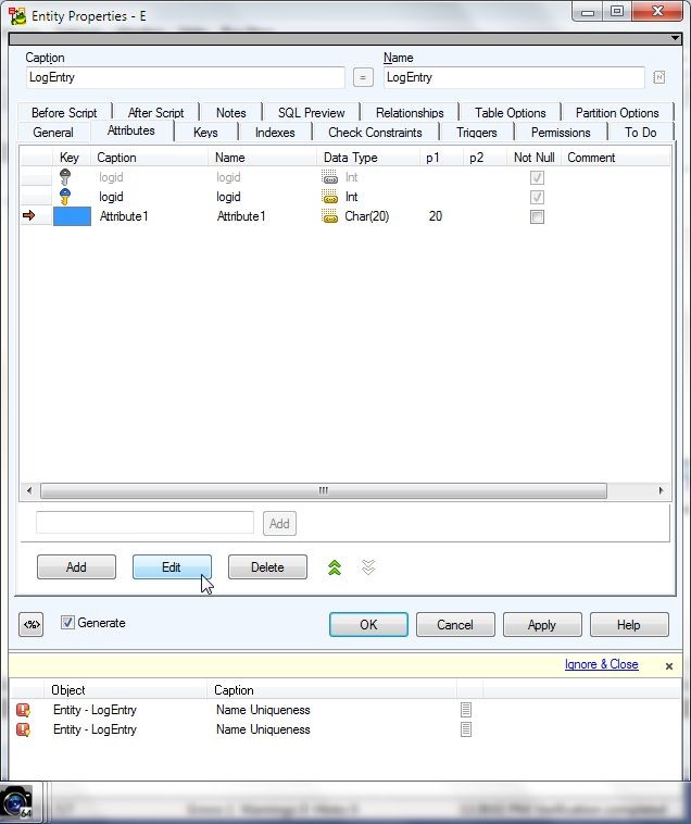 Figure 36. New Attribute with Default Values