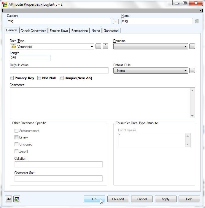 Figure 38. Adding the Attribute msg