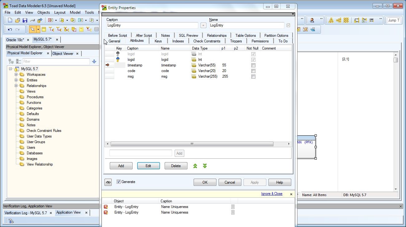 Figure 39. Entity LogEntry Attributes