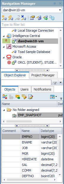 Navigation for the Toad Data Point Refreshable Snapshot Scheduling Panel