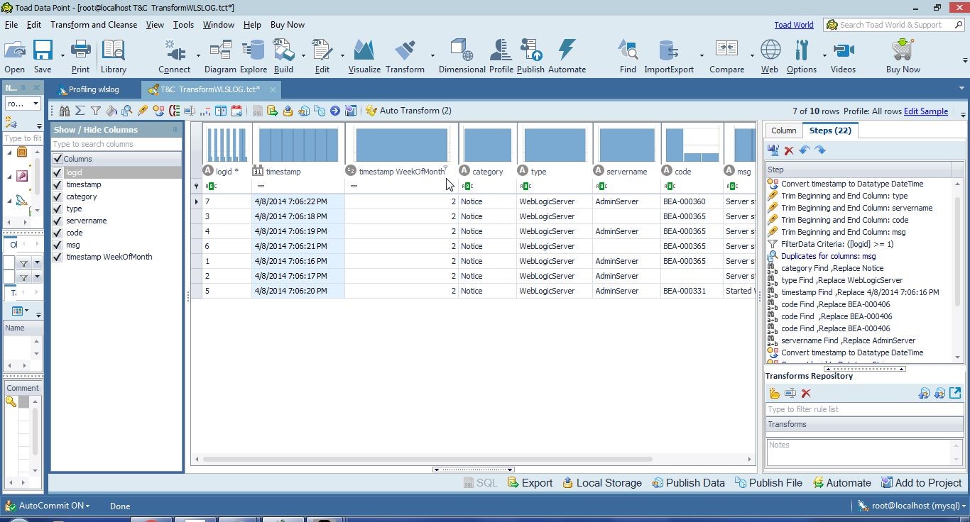 Figure 42. A WeekOfMonth column is added