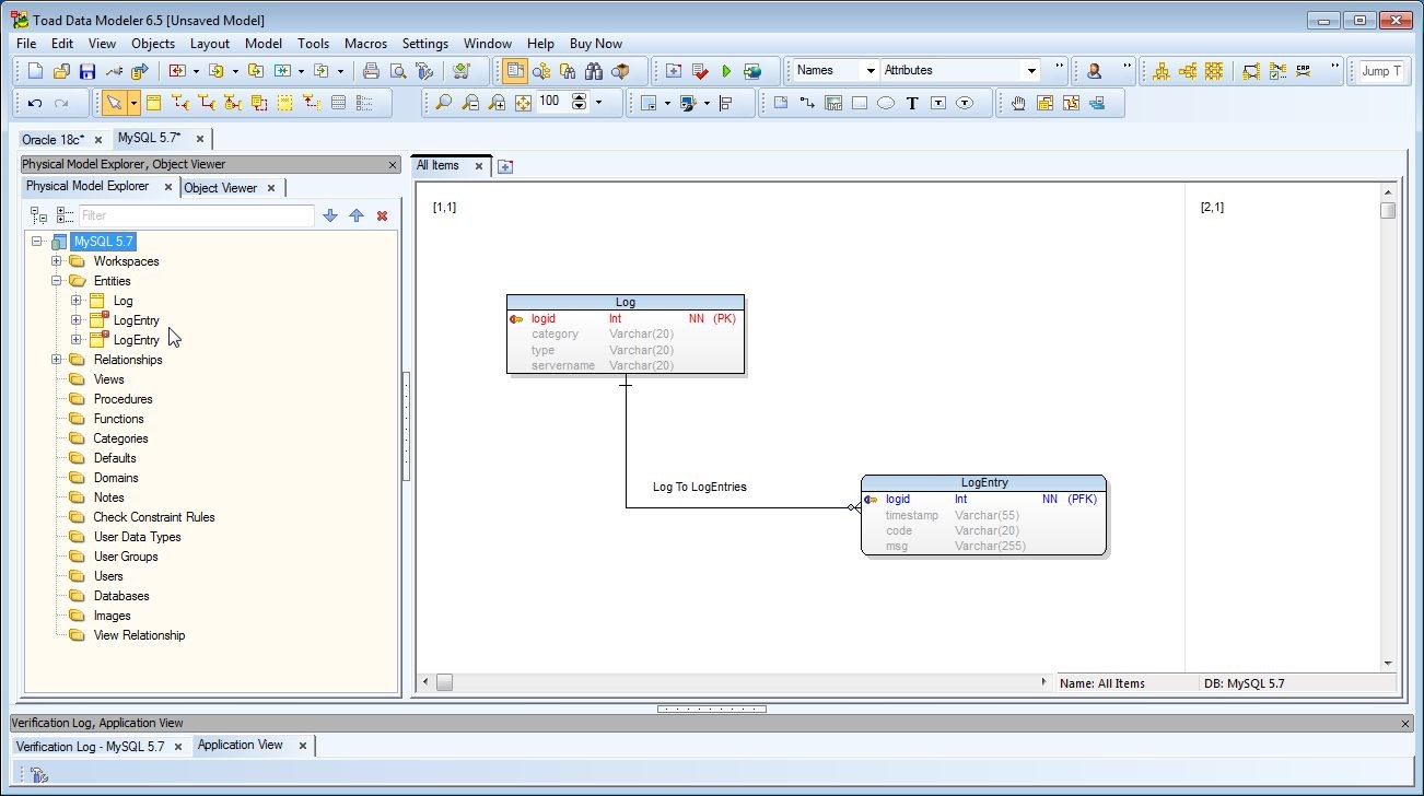 Figure 44. The Relationship name has been modified