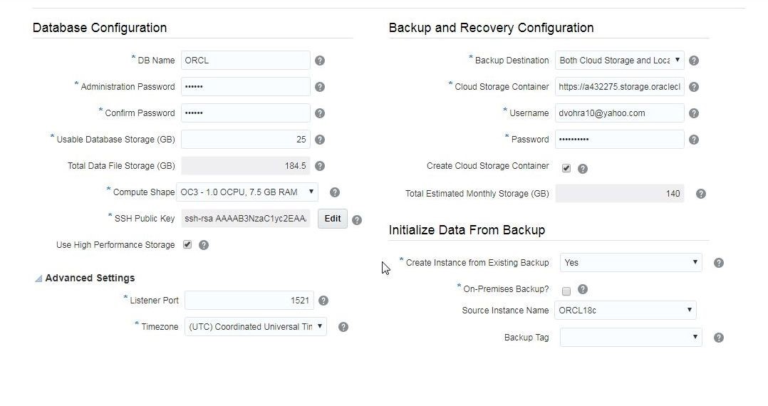 Figure 5. Initialize Data From Backup Settings