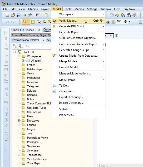 Figure 56. Selecting Verify Model