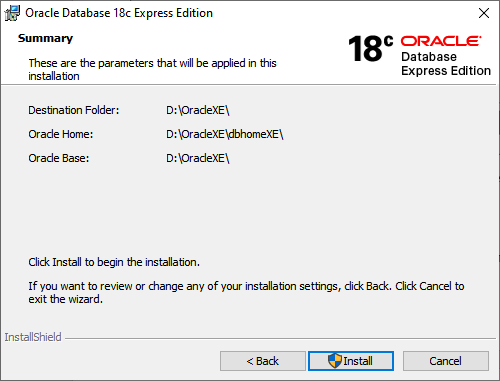 View the installation parameters