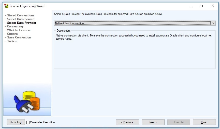 Figure 6. Selecting the Data Provider