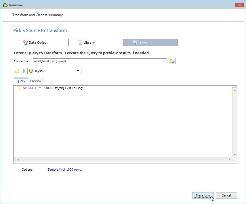 Figure 7. Clicking on Transform