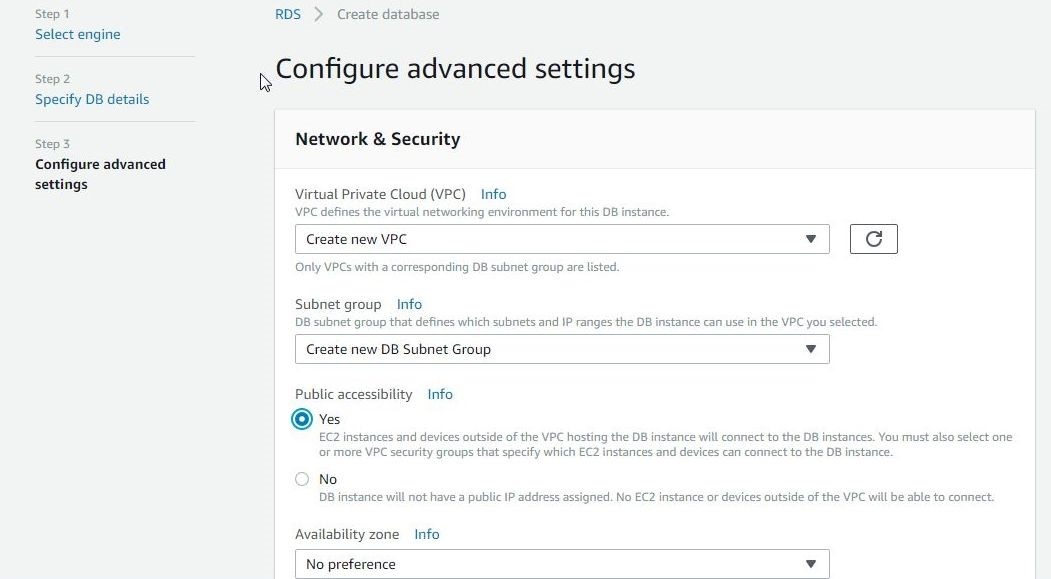 Figure 7. Selecting network settings