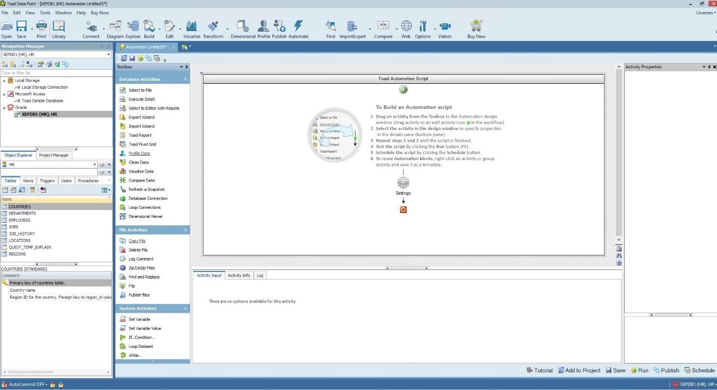 Automation Designer in Toad Data Point – Toad for Oracle vs Toad Data Point