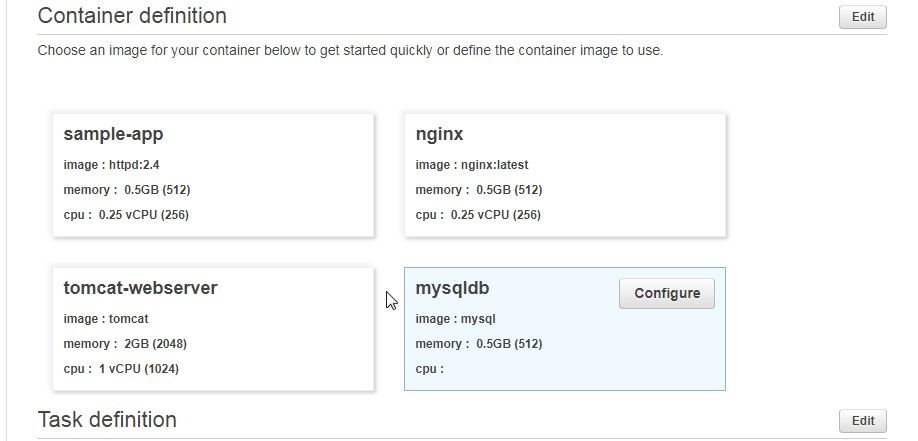 Figure 8. Container definition mysqldb