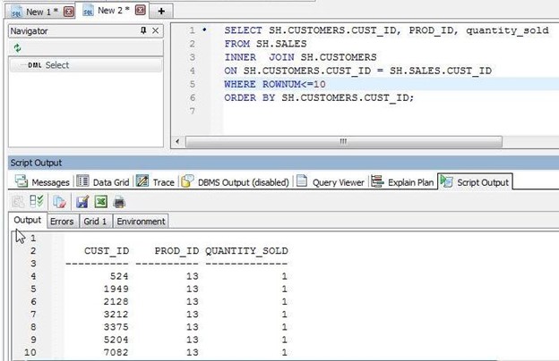 Figure 8. Inner join – Using Toad to Query Multiple Tables