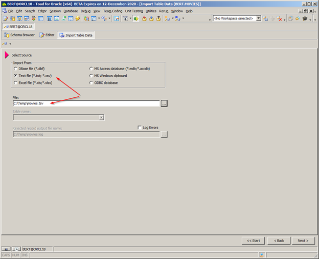 Figure 6: Page 2 of the data import wizard.