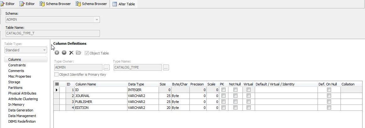 Object Table with an additional column