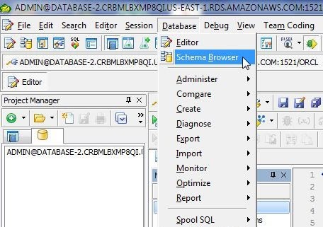 Database>Schema Browser
