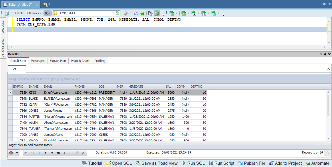 Use the Editor window to access Toad Data Point Automation