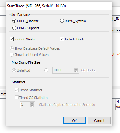 Turning on a Session Level Trace