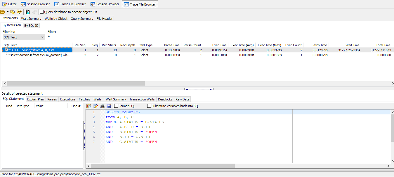 Turning off a Session Level SQL Trace