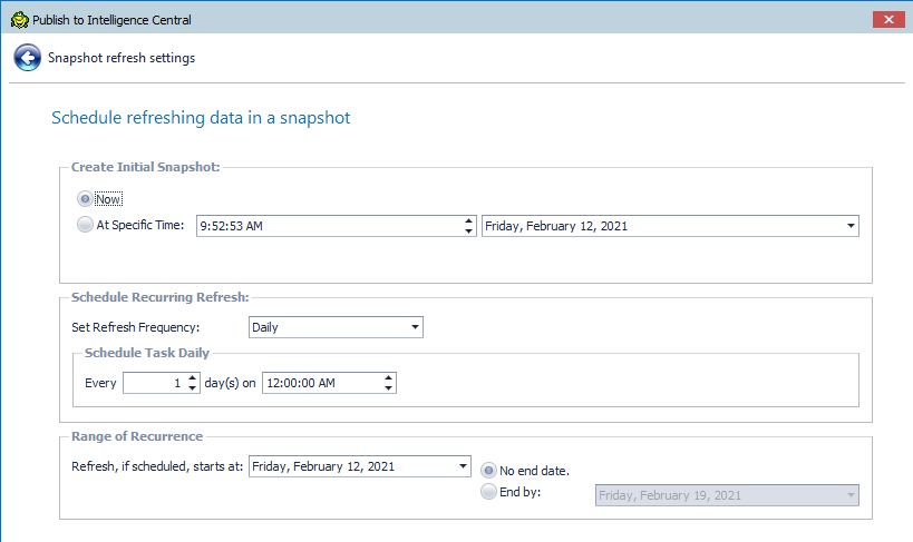 Toad Data Point Scheduling the Refresh