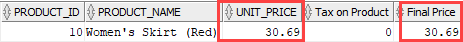 Query output showing replacement of null values with zeroes using NVL function