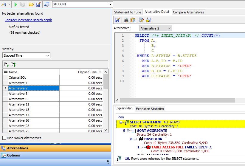 Figure 8: SQL optimization in action