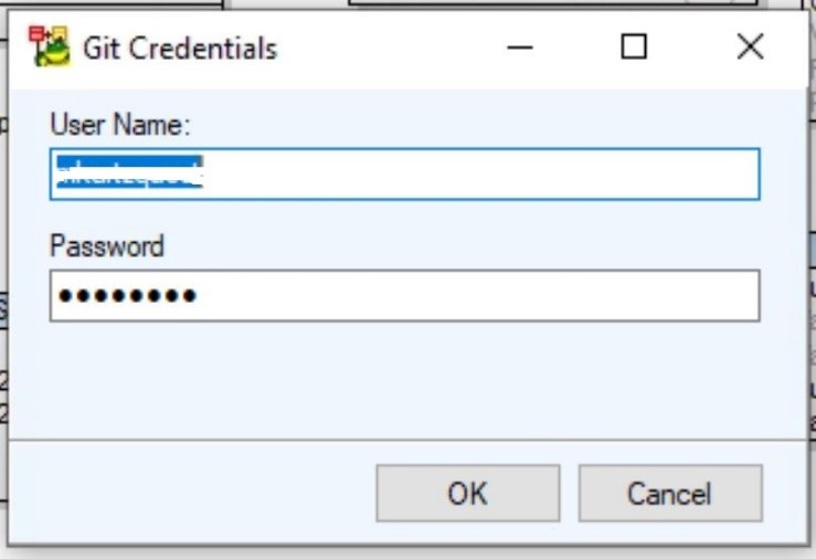 Screen shot of Toad Data Modeler, showing how to Enter your github credentials to continue.