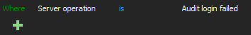 Define the alert condition, which is, in our case, to alert on any server operations in the security group named “Audit login failed”.