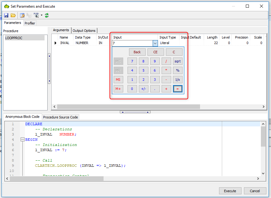 Select the input cell that we want to modify and a calculator display appears in the case that it is numeric. 