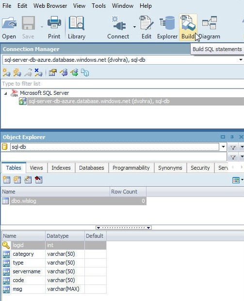 Figure 15. Selecting Build in toolbar