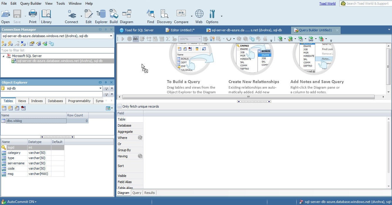 Figure 17. Dragging and dropping the table into Query Builder