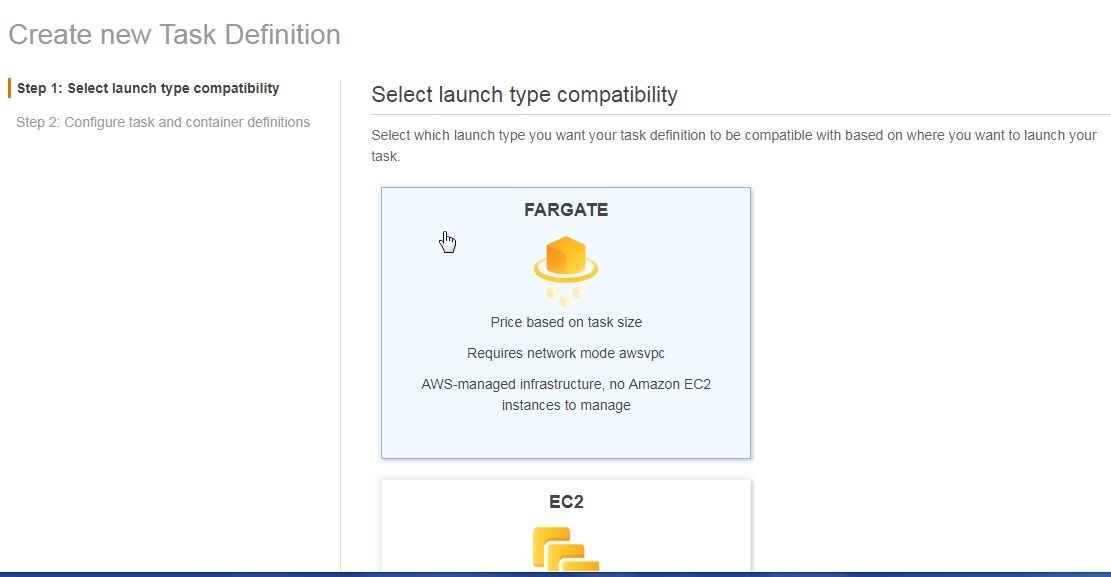 Figure 2, selecting launch type compatibiity