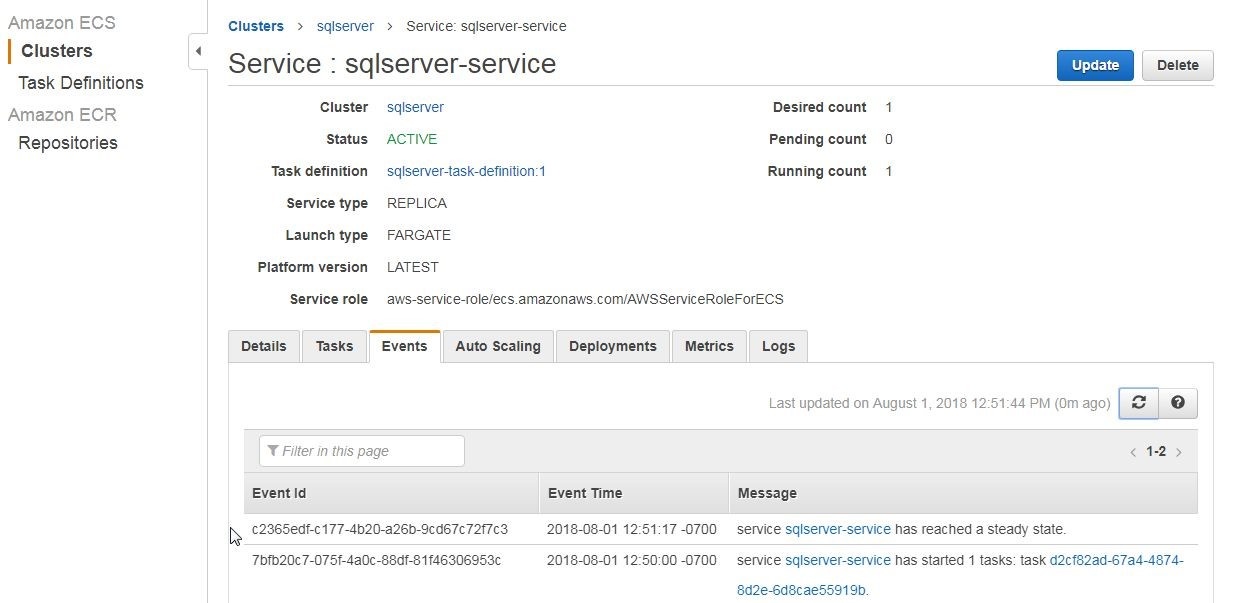 Figure 27. List of service events.