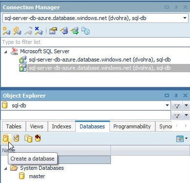 Figure 32. Clicking on Create a database