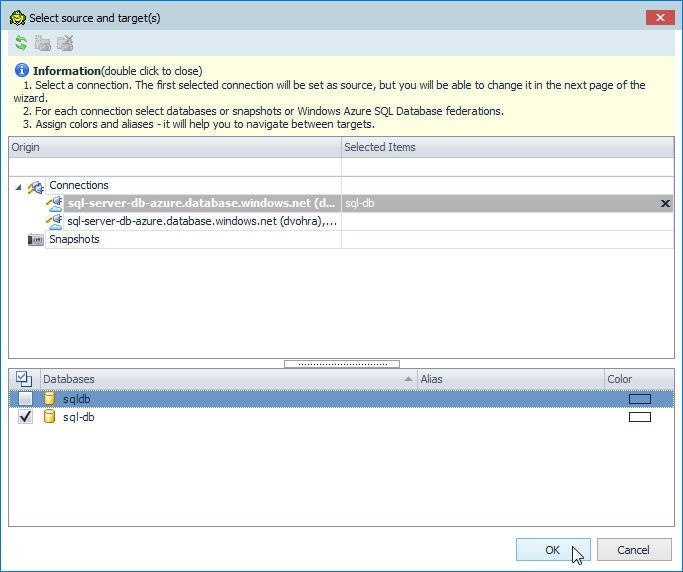 Figure 46. Selecting connection and database