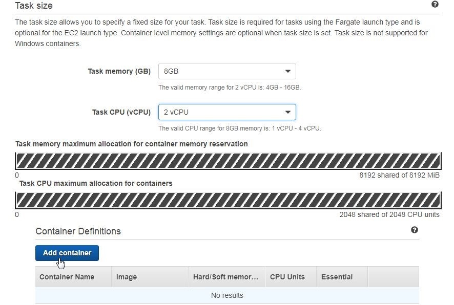 Figure 6, clicking on button to add container