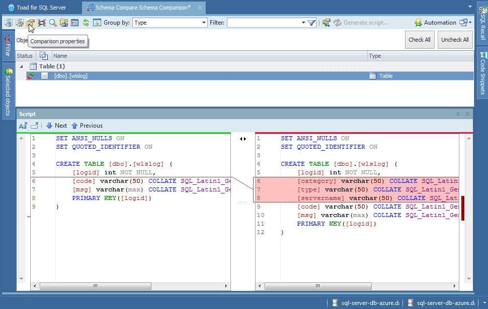 d61 Figure 61. Selecting Comparison properties wizard